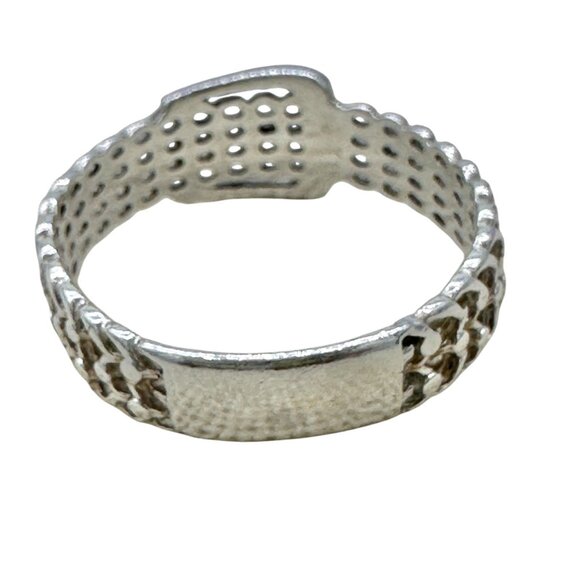 Vintage Sterling Silver 925 Buckle Design Ring Size 10 Unique Chain Style NV40 - Picture 9 of 10